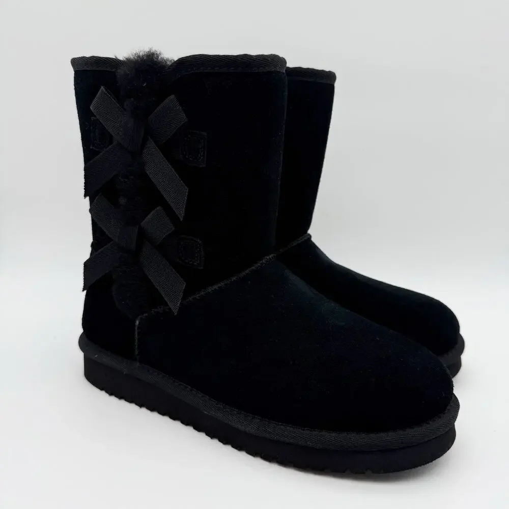 Koolaburra by UGG Womens Victoria Short Winter Boots US 5 EU 36 Black Suede NIB